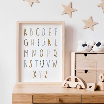 Buchstaben Poster ABC | Kinderzimmer Deko im Aquarell-Stil | DIN A4 - P0125K044