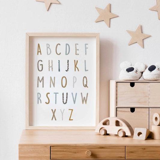 Buchstaben Poster ABC | Kinderzimmer Deko im Aquarell-Stil | DIN A4 - P0125K044