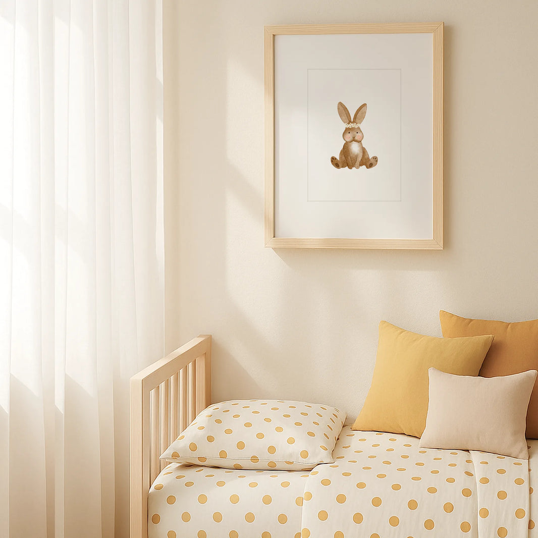Kotenkram Poster 'Hase mit Blumenkranz' | Kinderzimmer Deko | DIN A4 P0125K0481