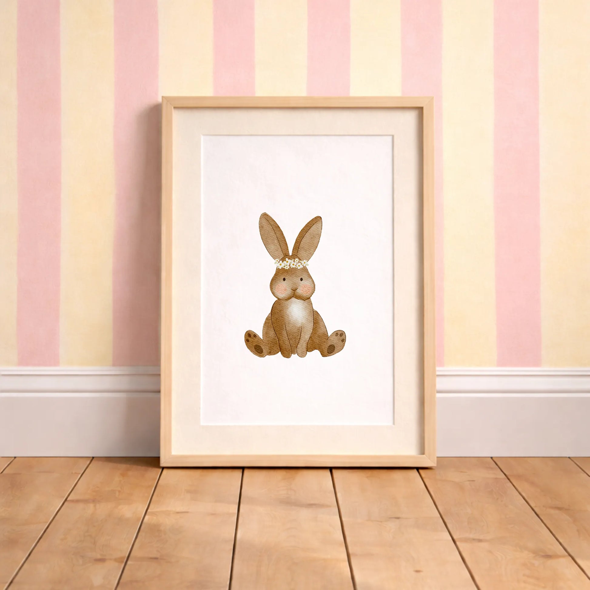 Kotenkram Poster 'Hase mit Blumenkranz' | Kinderzimmer Deko | DIN A4 P0125K0481
