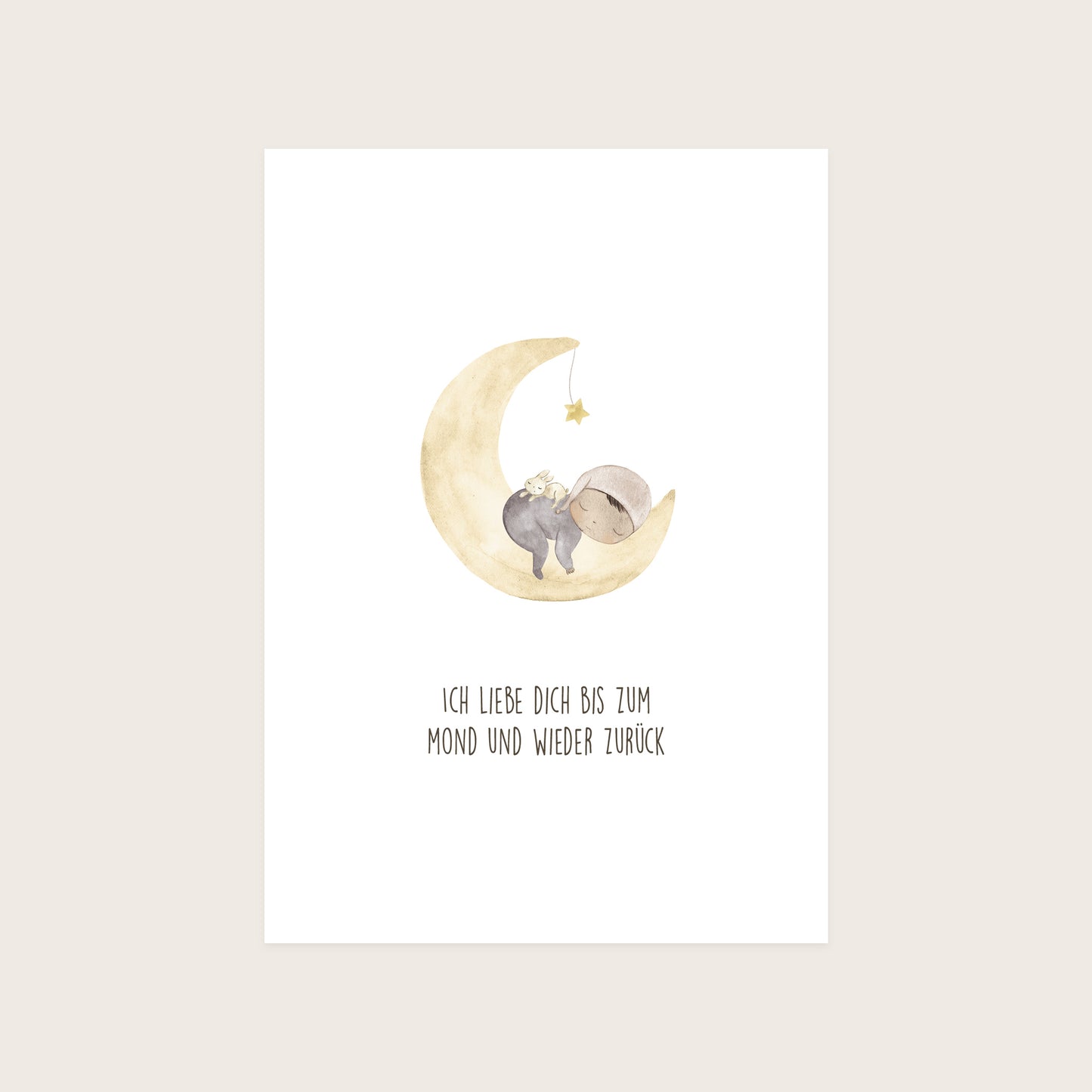 Karte Liebeserklärung 'Bis zum Mond' | DIN A6 | Aquarell Postkarte Kotenkram
