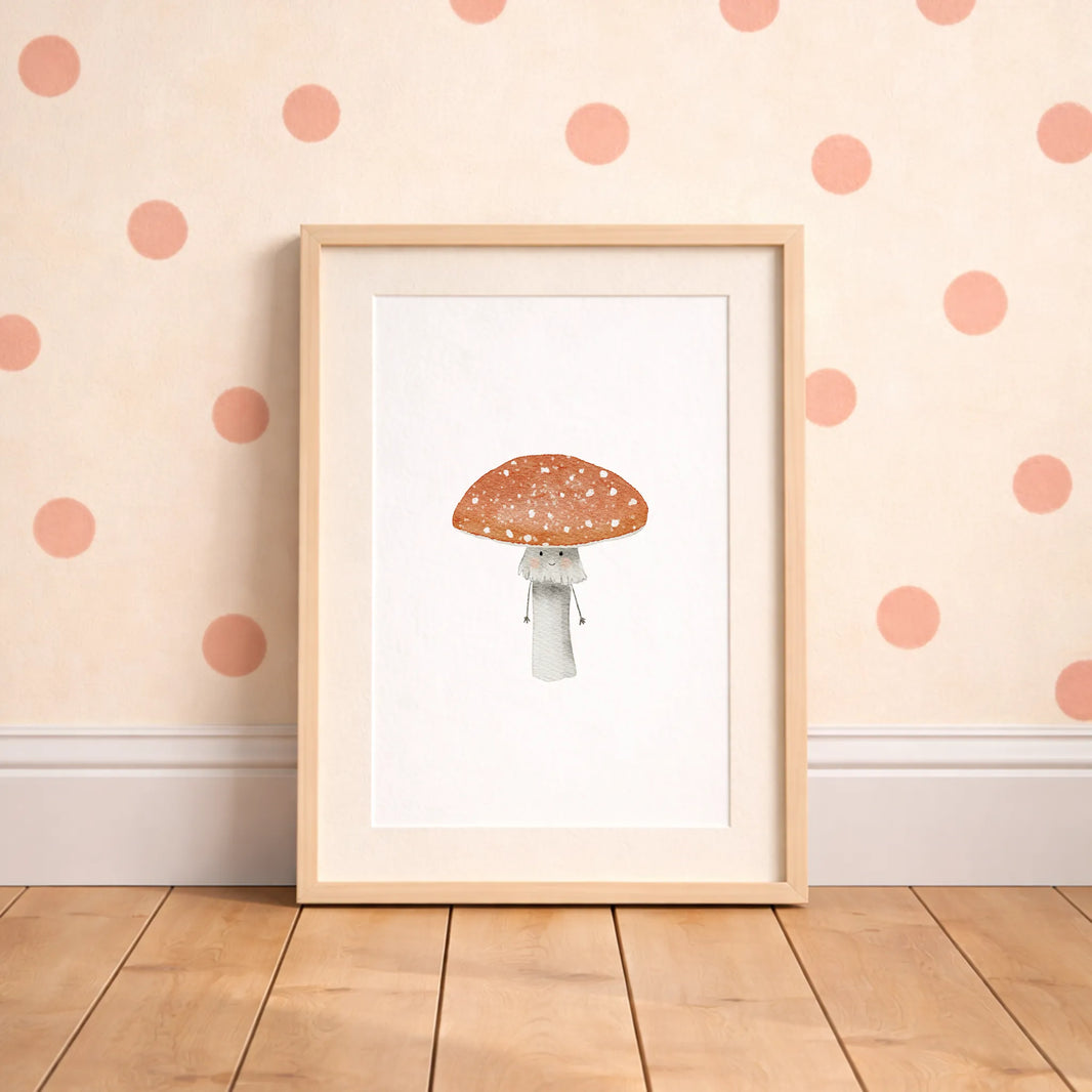 Kinderposter Fliegenpilz | Herbst | DIN A4 Wandgestaltung Kinderzimmer Spielzimmer Naturposter Poster Deko Aquarell P1424K0320D4