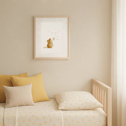 Kinderposter Maus Pusteblume | DIN A4 Kinderzimmer Deko Wandgestaltung Aquarell P1424K0322D4