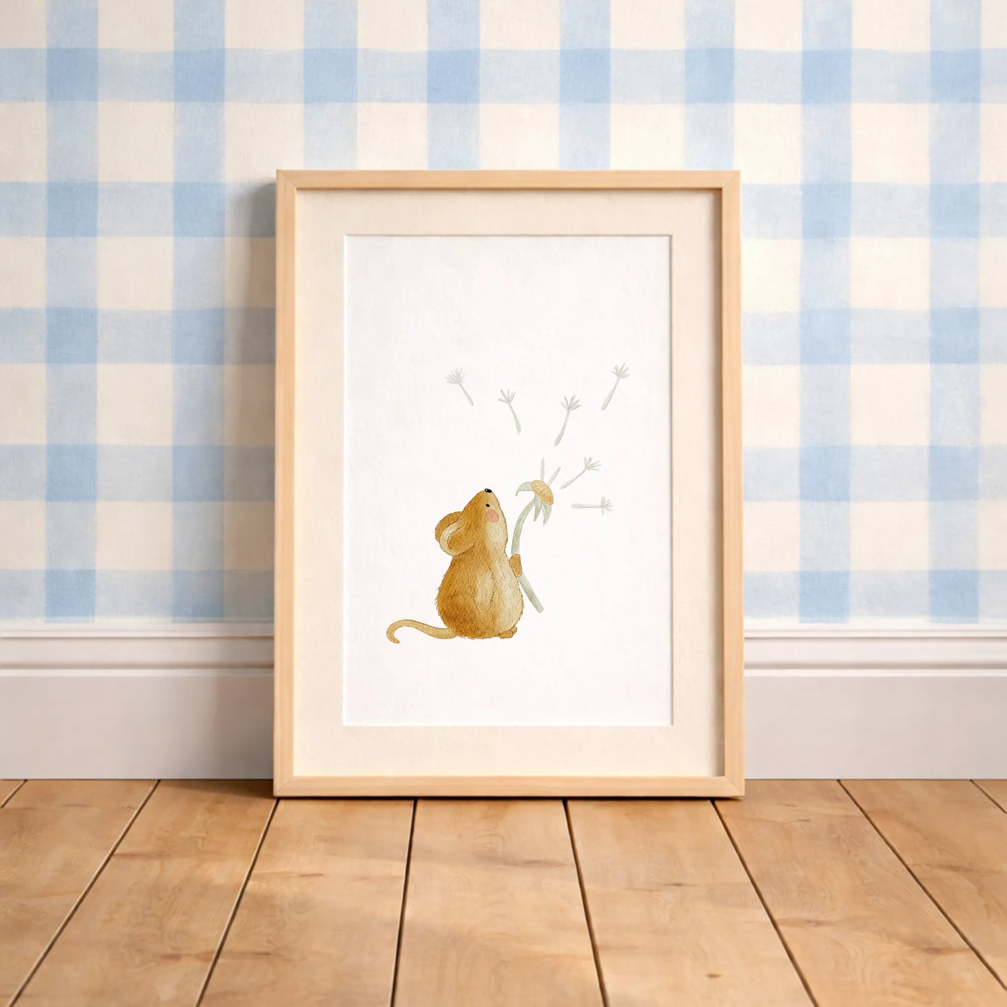 Kinderposter Maus Pusteblume | DIN A4 Kinderzimmer Deko Wandgestaltung Aquarell P1424K0322D4