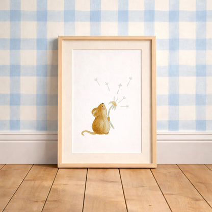 Kinderposter Maus Pusteblume | DIN A4 Kinderzimmer Deko Wandgestaltung Aquarell P1424K0322D4