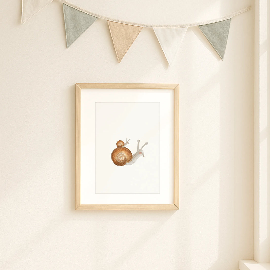 Kinderposter Schnecken Familie | DIN A4 Poster Deko Wandgestaltung Kinderzimmer Spielzimmer Aquarell P1524K0324D4