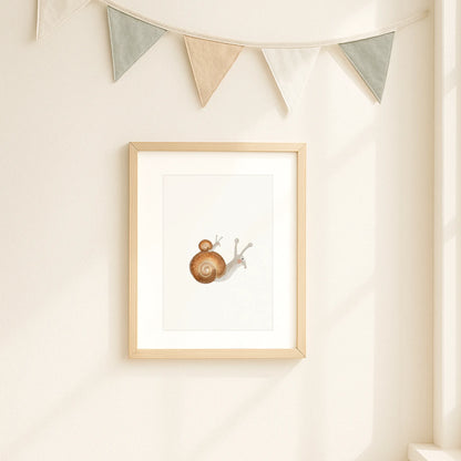 Kinderposter Schnecken Familie | DIN A4 Poster Deko Wandgestaltung Kinderzimmer Spielzimmer Aquarell P1524K0324D4
