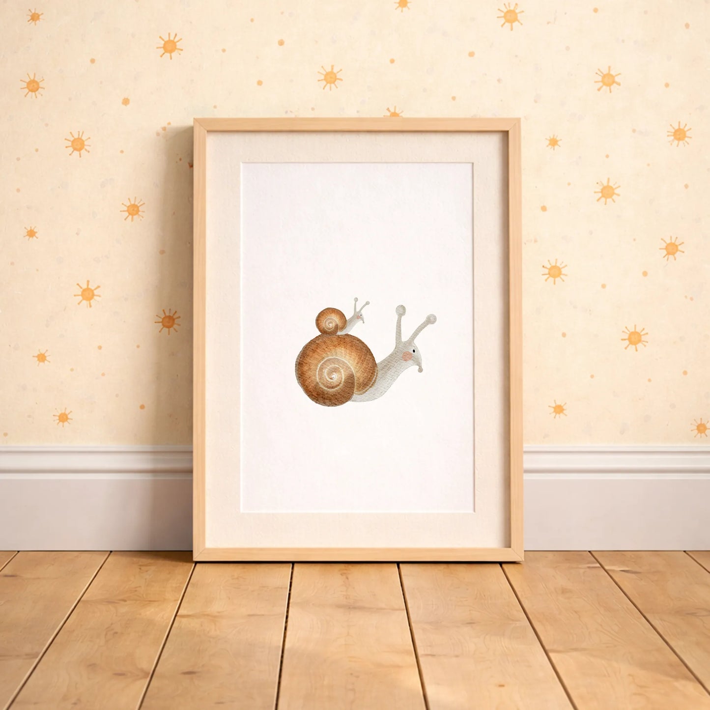 Kinderposter Schnecken Familie | DIN A4 Poster Deko Wandgestaltung Kinderzimmer Spielzimmer Aquarell P1524K0324D4