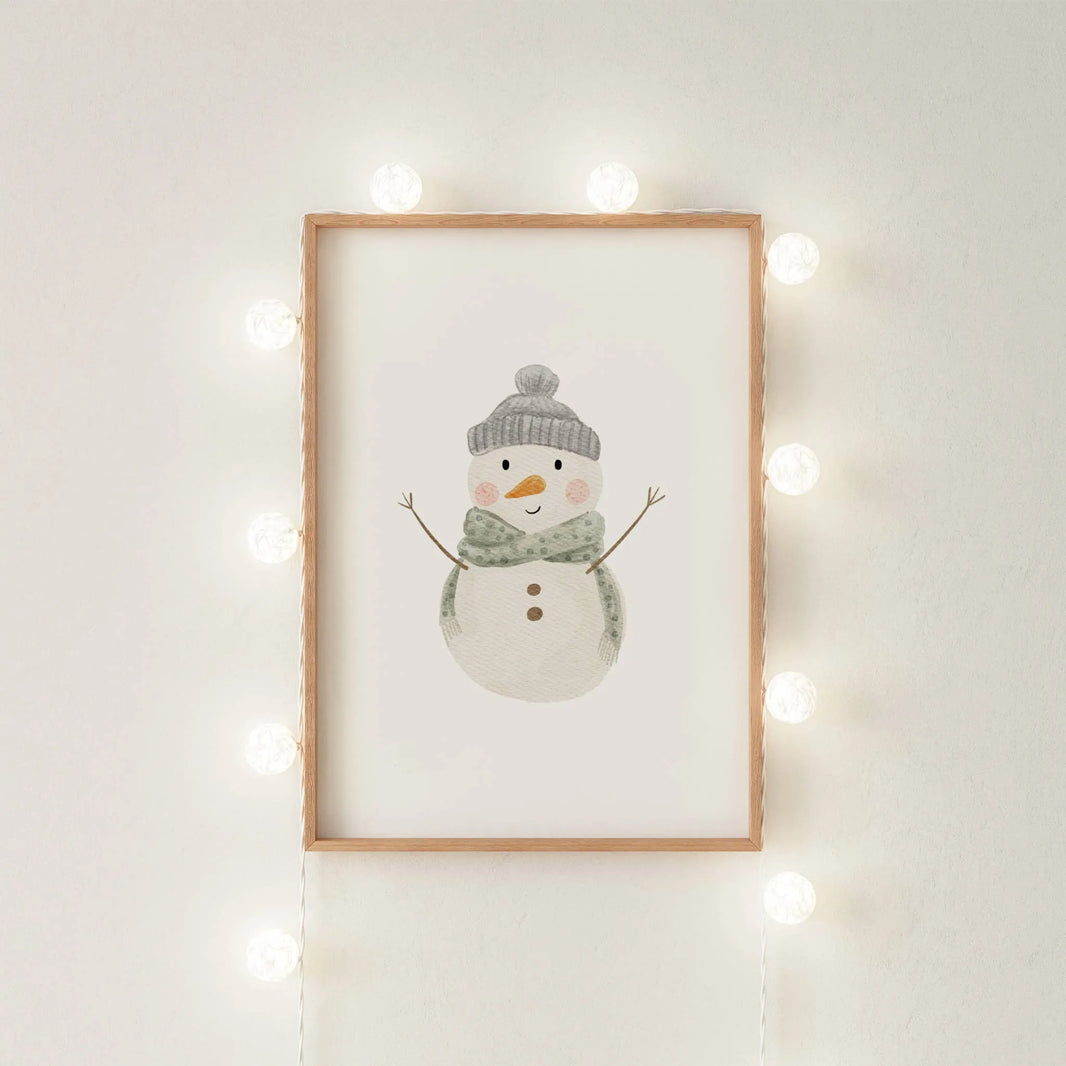 Kinderposter Schneemann | Weihnachten | DIN A4 Deko Kinderzimmer Spielzimmer Wandgestaltung Poster Aquarell P4324K03811