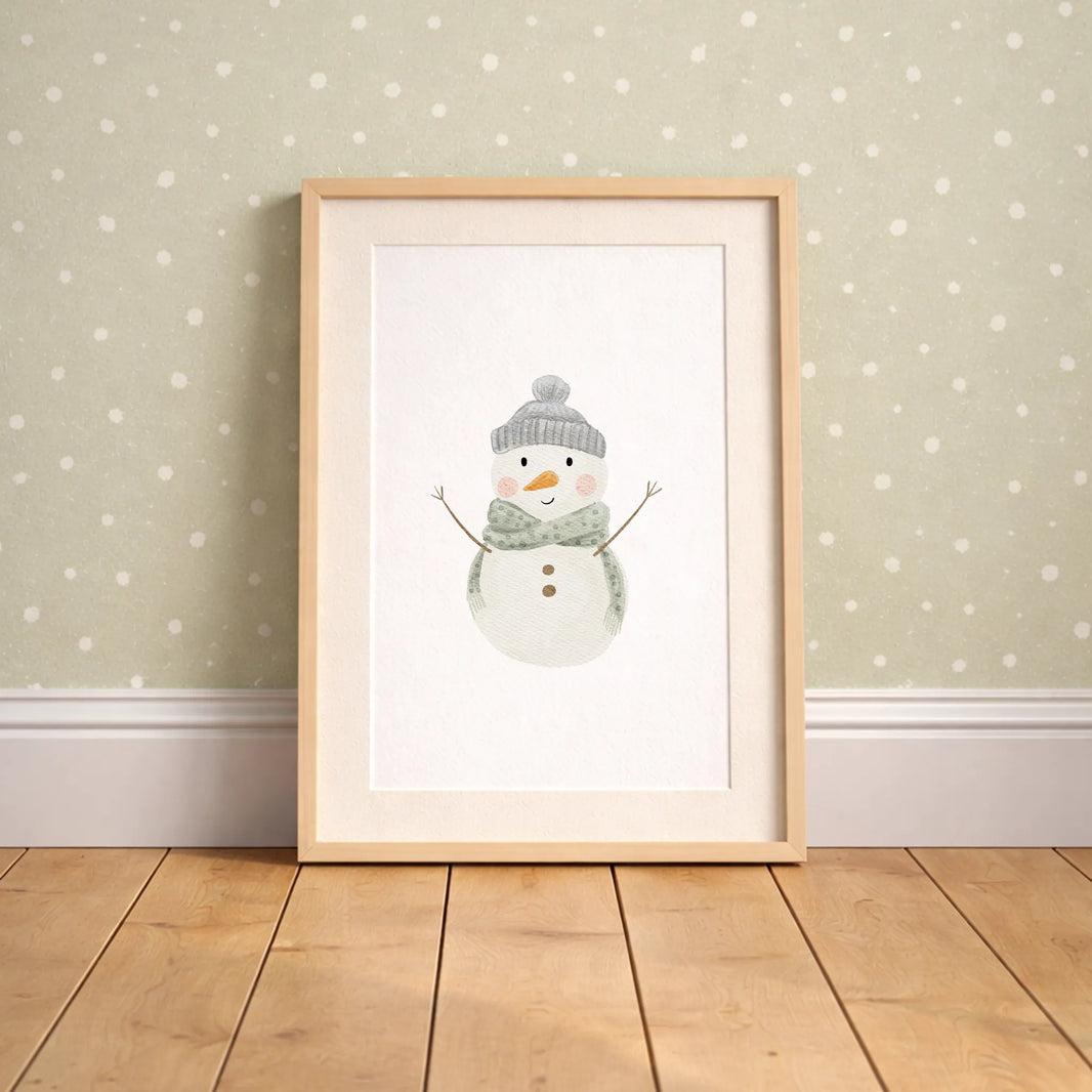 Kinderposter Schneemann | Weihnachten | DIN A4 Deko Kinderzimmer Spielzimmer Wandgestaltung Poster Aquarell P4324K03811