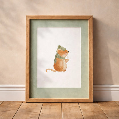 Kinderposter Maus Kerze | Weihnachten | DIN A4 Deko Wandgestaltung Spielzimmer Kinderzimmer Poster Aquarell P4324K038315