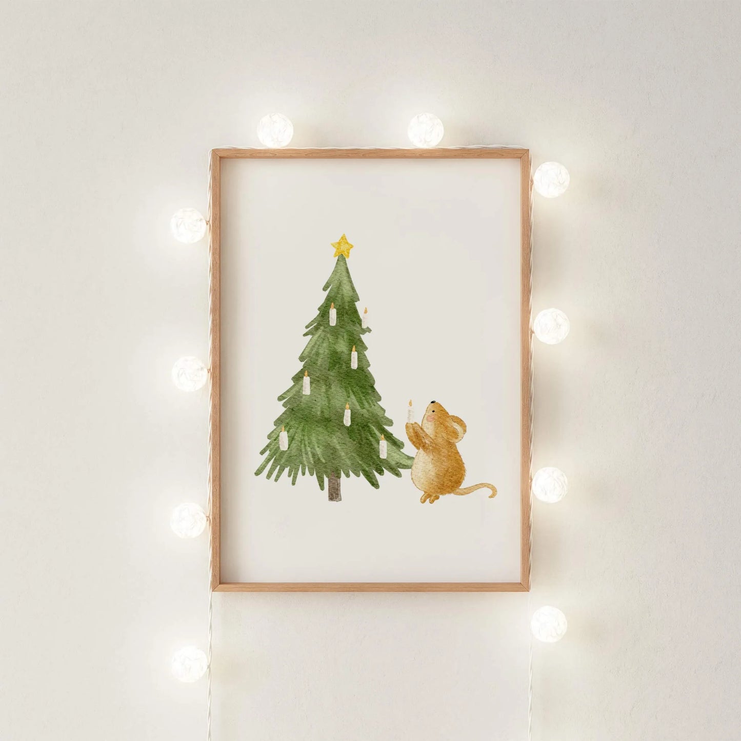 Kinderposter Maus Tannenbaum | Weihnachten | DIN A4 Wandgestaltung Kinderzimmer Spielzimmer Deko Poster Aquarell P4324K038515