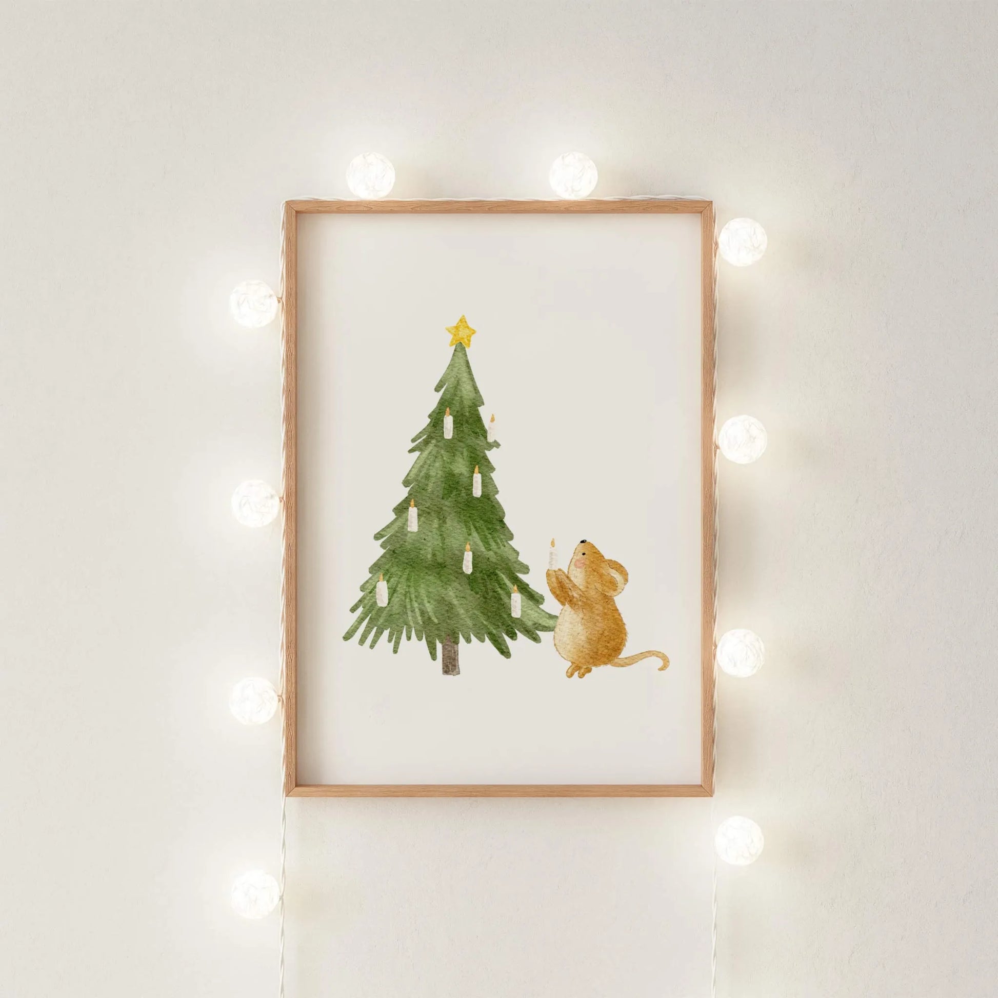 Kinderposter Maus Tannenbaum | Weihnachten | DIN A4 Wandgestaltung Kinderzimmer Spielzimmer Deko Poster Aquarell P4324K038515