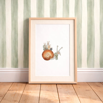 Kinderposter Schnecke | Weihnachten | DIN A4 Wandgestaltung Deko Spielzimmer Kinderzimmer Aquarell P4324K038915