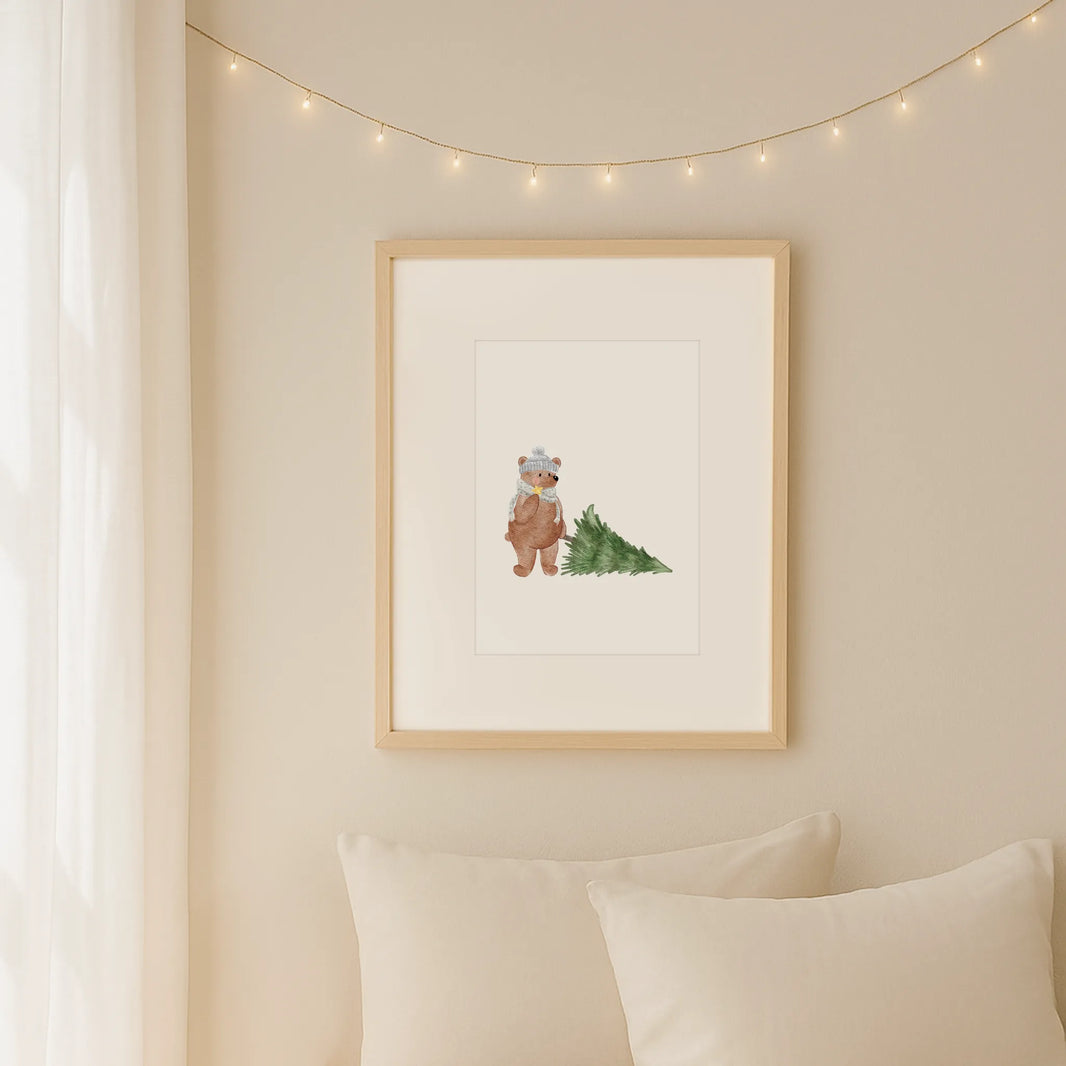 Kinderposter Bär Tannenbaum | Weihnachten | DIN A4 Kinderzimmer Deko Wandgestaltung Spielzimmer Aquarell P4324K039115
