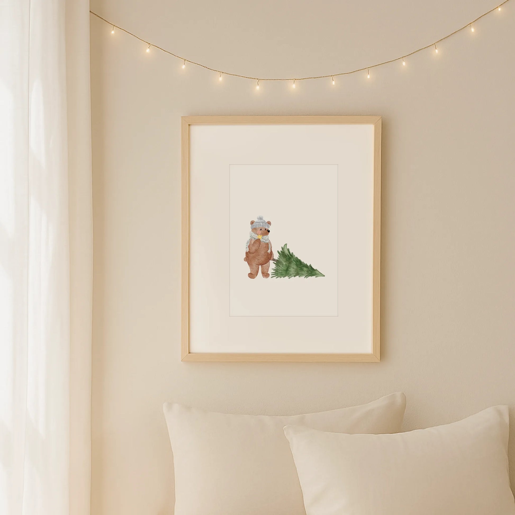 Kinderposter Bär Tannenbaum | Weihnachten | DIN A4 Kinderzimmer Deko Wandgestaltung Spielzimmer Aquarell P4324K039115
