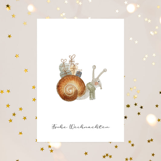 Kotenkram Weihnachtskarte 'Schneckenpost' | DIN A6 | Aquarell P4424K0413