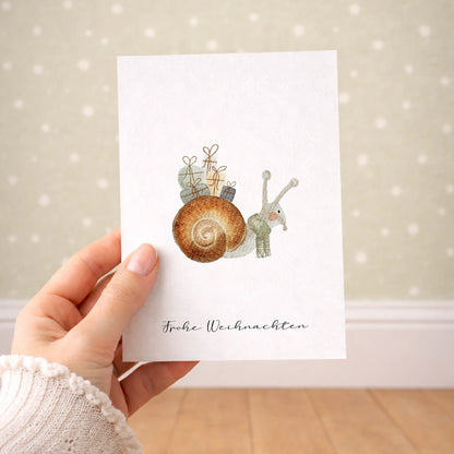 Kotenkram Weihnachtskarte 'Schneckenpost' | DIN A6 | Aquarell P4424K0413