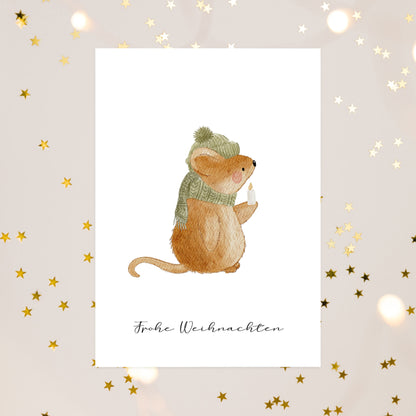 Kotenkram Weihnachtspostkarte 'Winterzauber - Maus' | DIN A6 | Aquarell P4424K0419