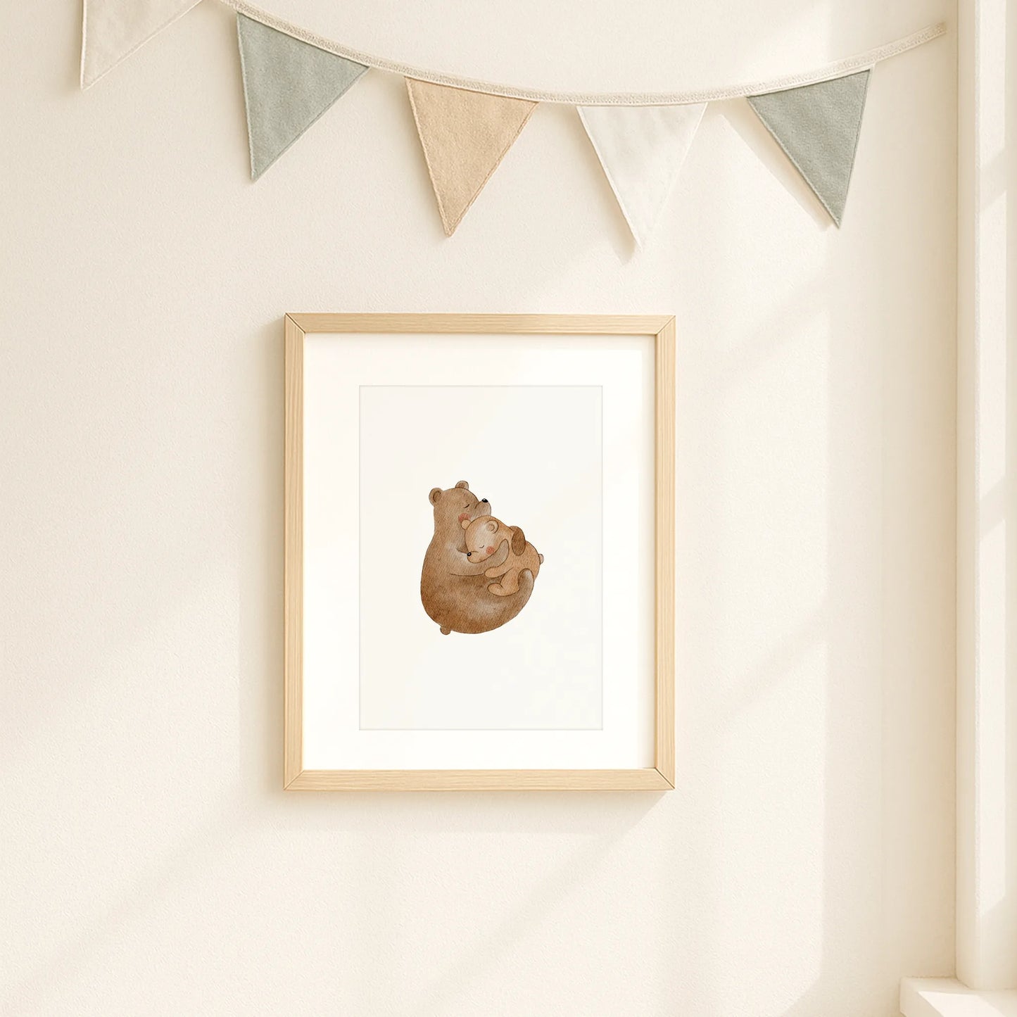 Kinderposter Kuschelnde Bären | DIN A4 Deko Kinderzimmer Wandgestaltung Spielzimmer Aquarell P5124K0443