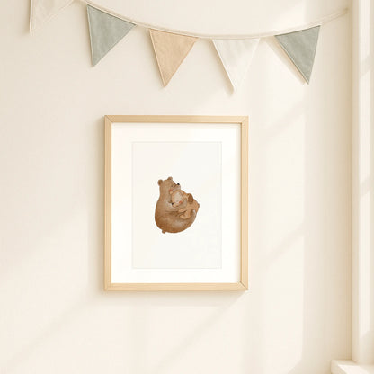 Kinderposter Kuschelnde Bären | DIN A4 Deko Kinderzimmer Wandgestaltung Spielzimmer Aquarell P5124K0443