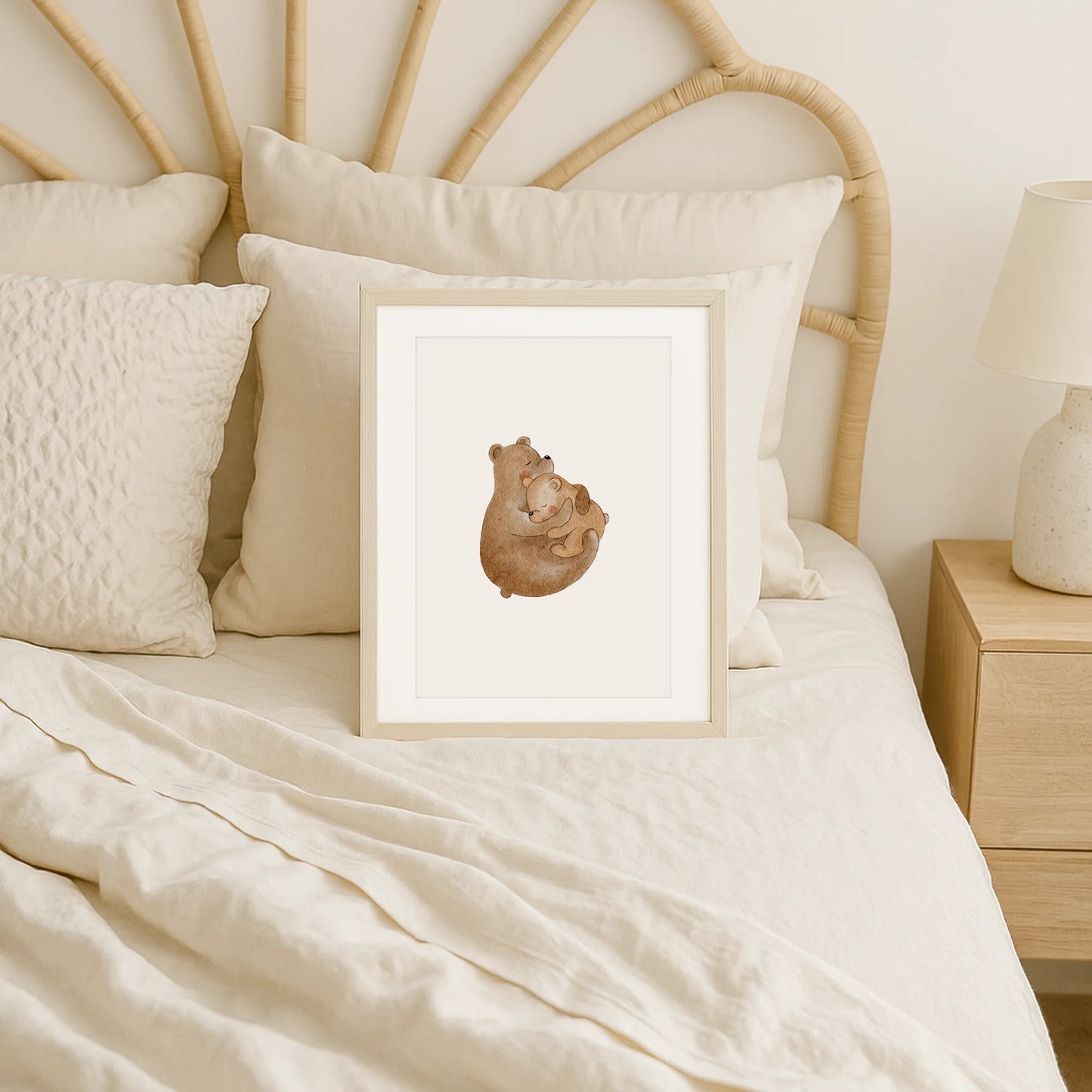 Kinderposter Kuschelnde Bären | DIN A4 Deko Kinderzimmer Wandgestaltung Spielzimmer Aquarell P5124K0443