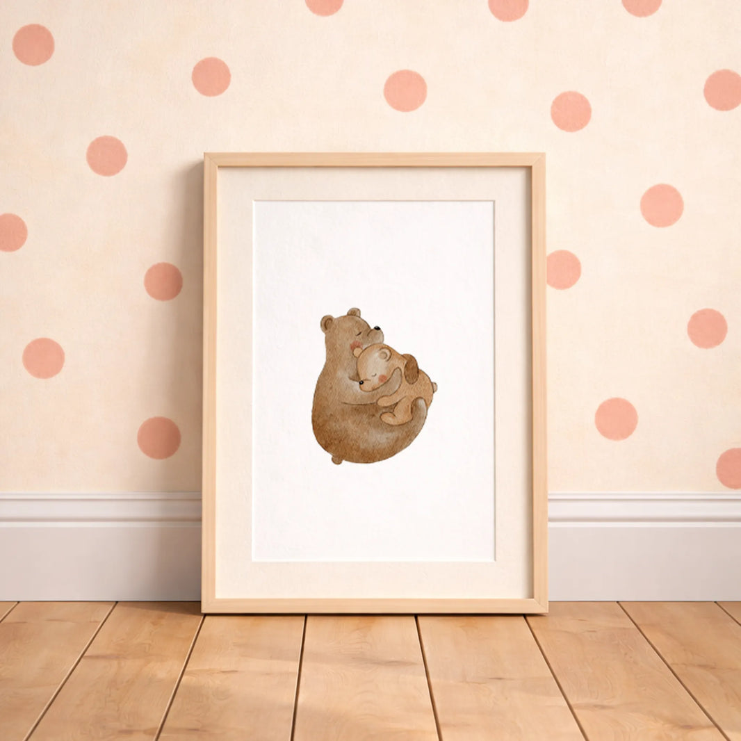 Kinderposter Kuschelnde Bären | DIN A4 Deko Kinderzimmer Wandgestaltung Spielzimmer Aquarell P5124K0443