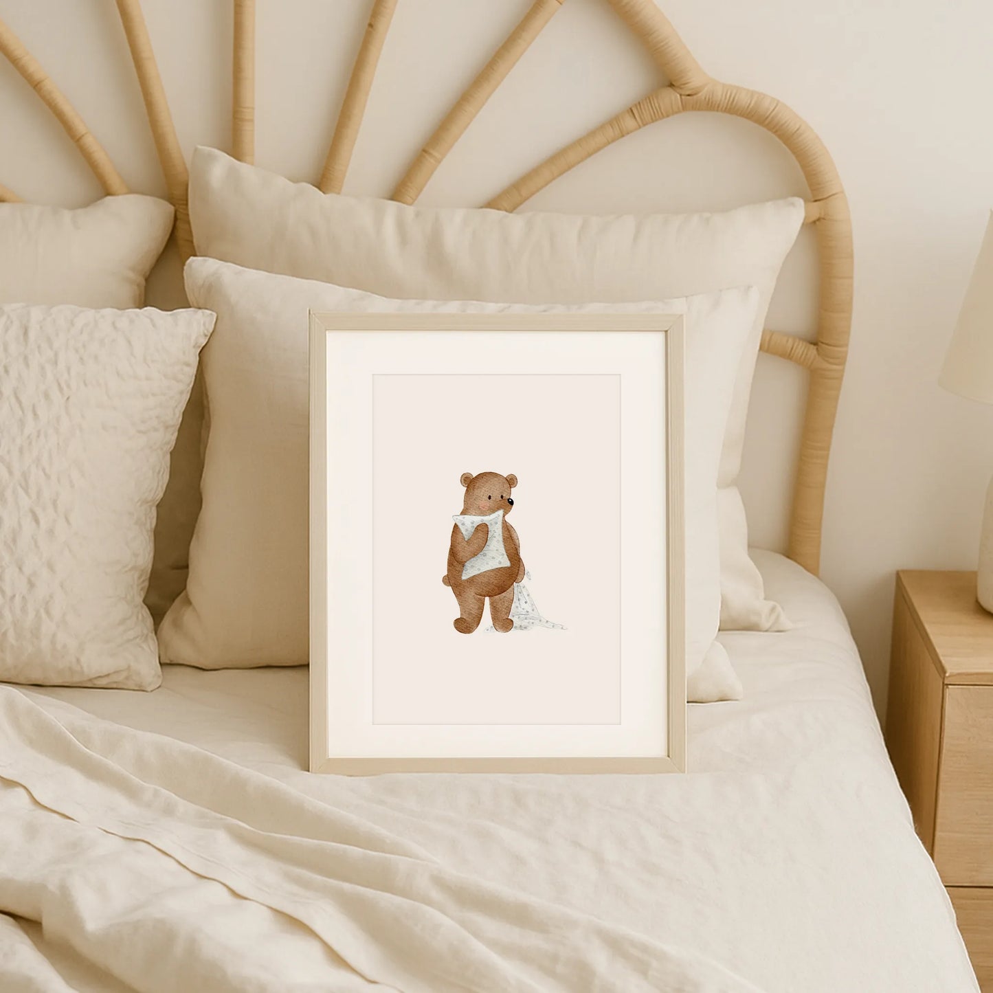 Kinderposter Bär Schnuffeltuch | DIN A4 kinderzimmer Deko Wandgestaltung P5124K0454