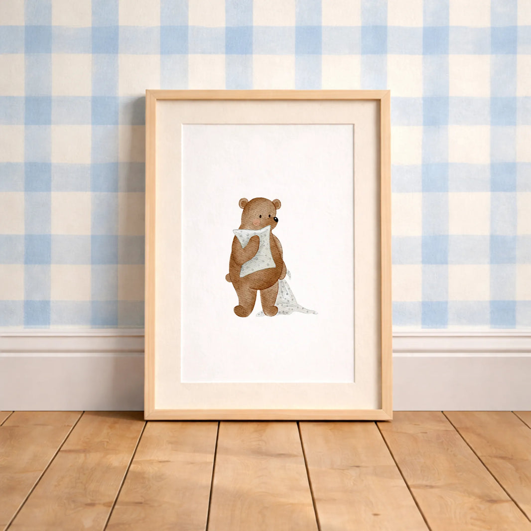 Kinderposter Bär Schnuffeltuch | DIN A4 kinderzimmer Deko Wandgestaltung P5124K0454