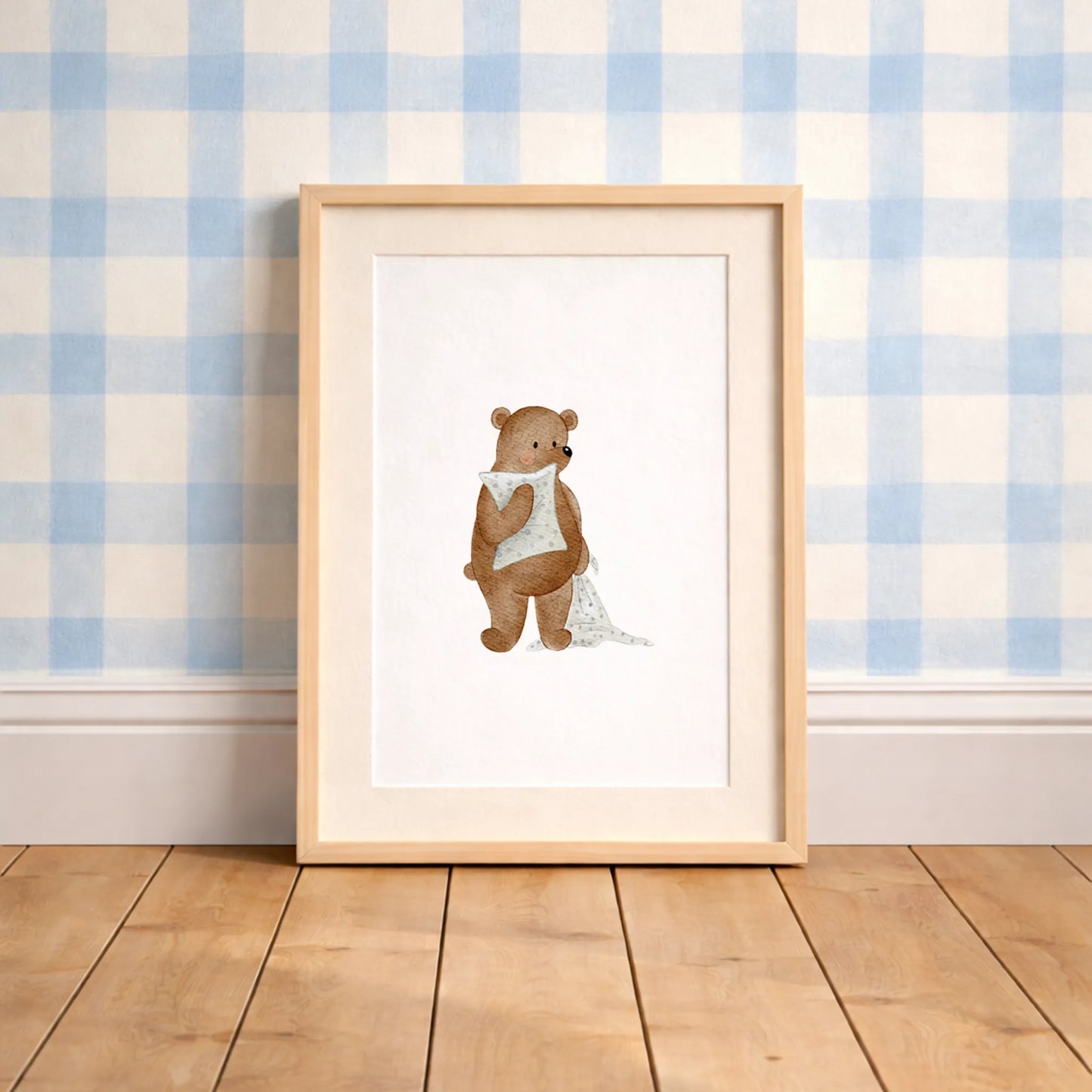 Kinderposter Bär Schnuffeltuch | DIN A4 kinderzimmer Deko Wandgestaltung P5124K0454