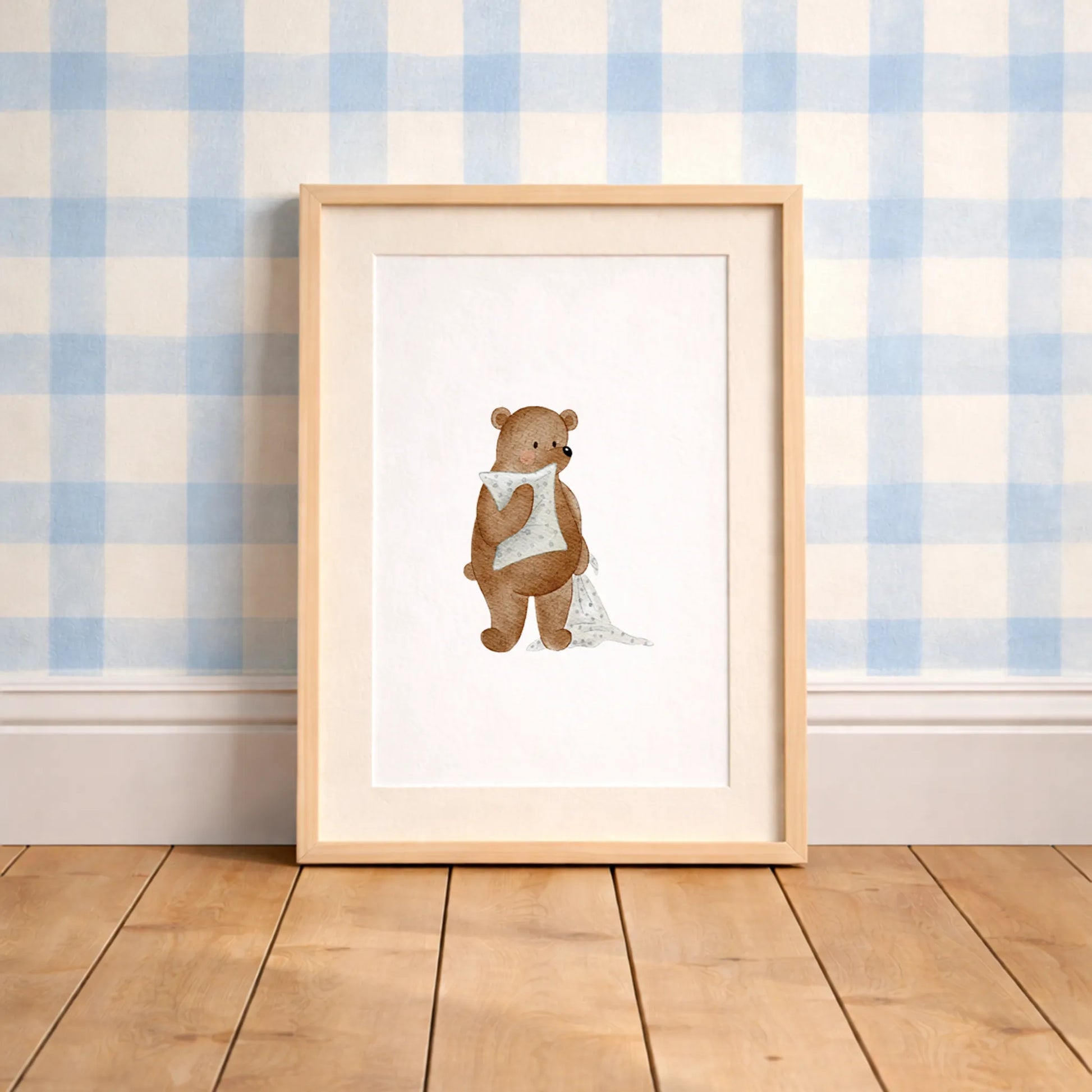 Kinderposter Bär Schnuffeltuch | DIN A4 kinderzimmer Deko Wandgestaltung P5124K0454