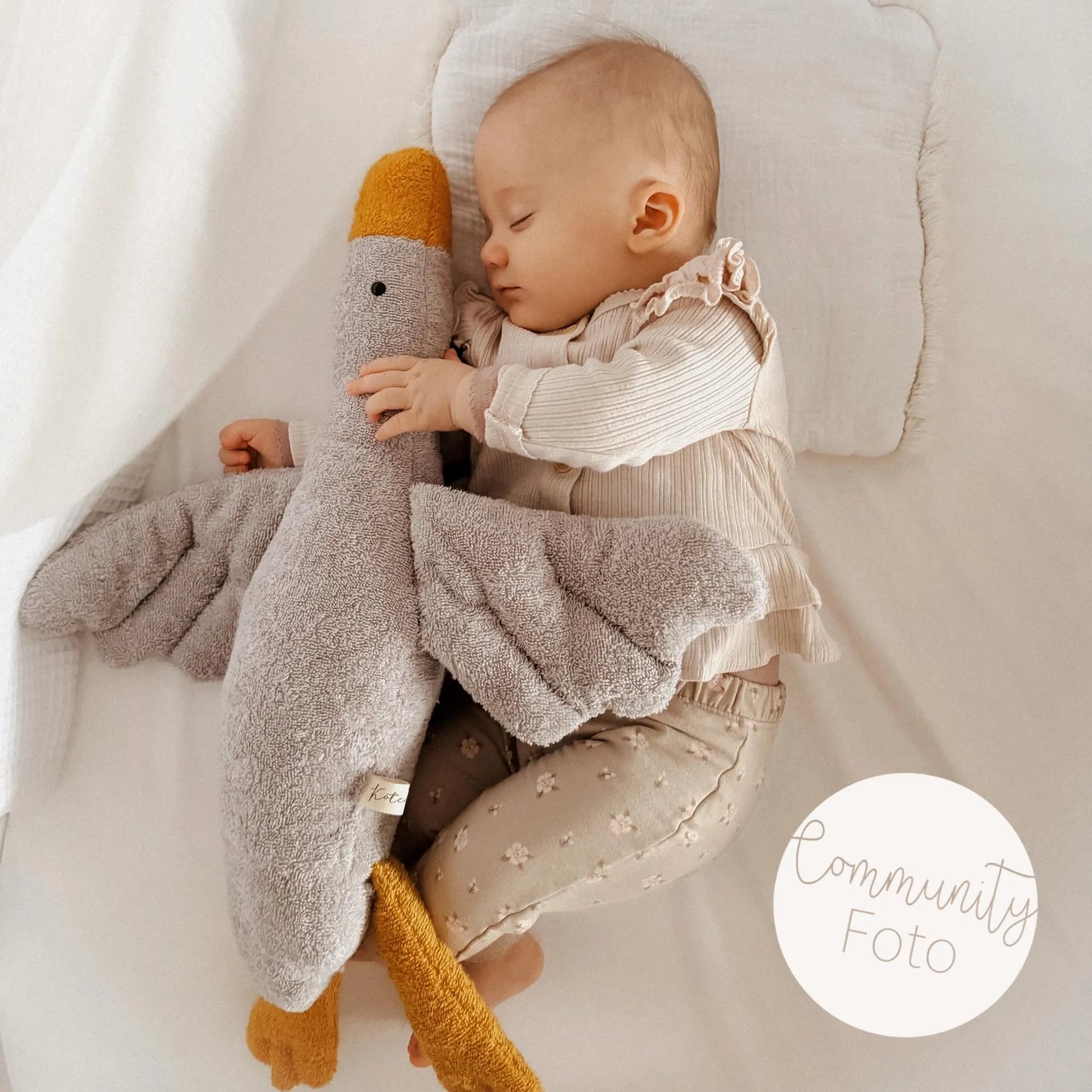 Kuscheltier Gans | Frottee Hellgrau & Senfgelb | klein K0226K0560 ugc bild instagram @_bianca.uniquelife