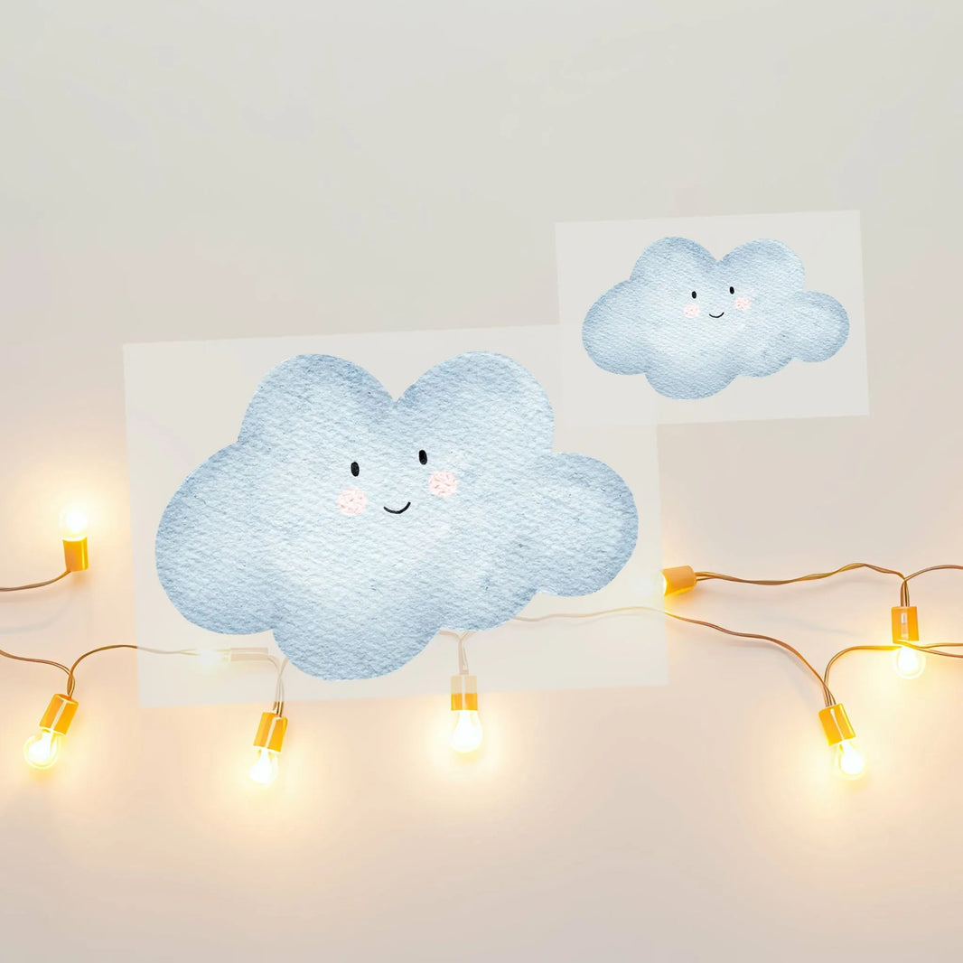 Kotenkram Bügelbild 'Glückliche - Wolke' | 2 Größen | Aquarell | DTF Transfer Set beide Wolken B5224K046125