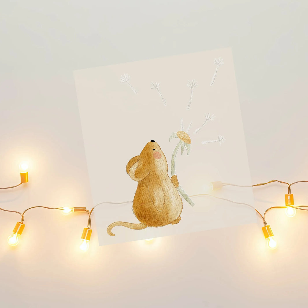 Kotenkram Bügelbild 'Maus mit Pusteblume' | 8 x 9 cm | Aquarell - Stil B4324K0395