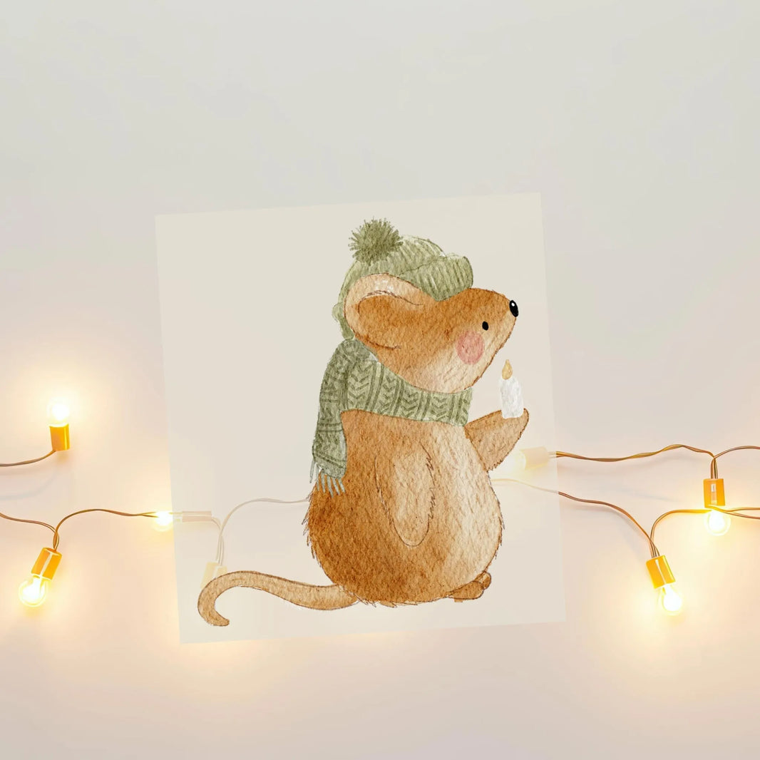 Kotenkram Bügelbild 'Winterzauber - Maus' | 8 x 9 cm | Aquarell | DTF Transfer B4324K0407