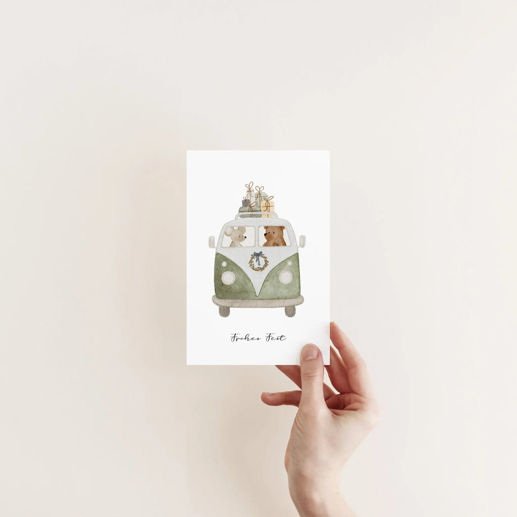 Kotenkram Festtagskarte 'Weihnachtsbesuch' | DIN A6 | Aquarell P4424K0417