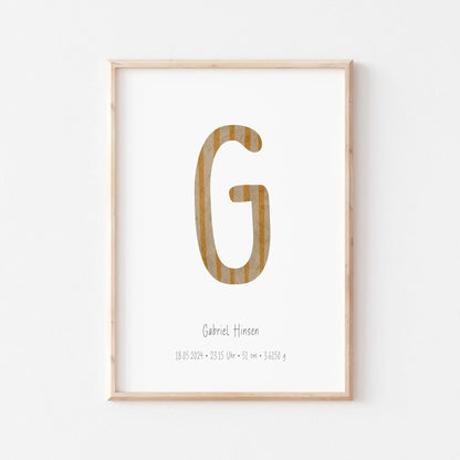 Kotenkram Geburtsposter 'Anfangsbuchstabe' | Personalisiert | DIN A4 G5224K0481