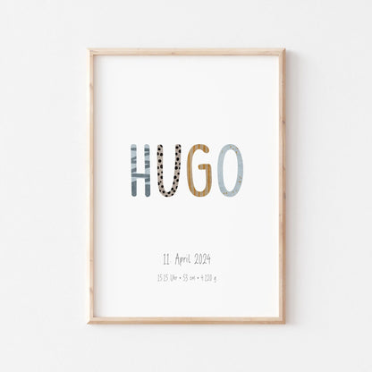 Kotenkram Geburtsposter 'Buchstaben' | Personalisiert | DIN A4 G5224K0480