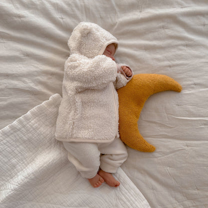 Kotenkram Körnerkissen Kirschkernkissen Baby groß | Frottee senfgelb | Mondform K0922K0186