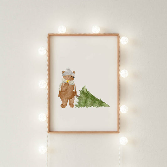 Kotenkram Poster 'Bär mit Tannenbaum' | Kinderzimmer Deko | DIN A4 DIN A4 (210 x 297 mm) P4324K039115