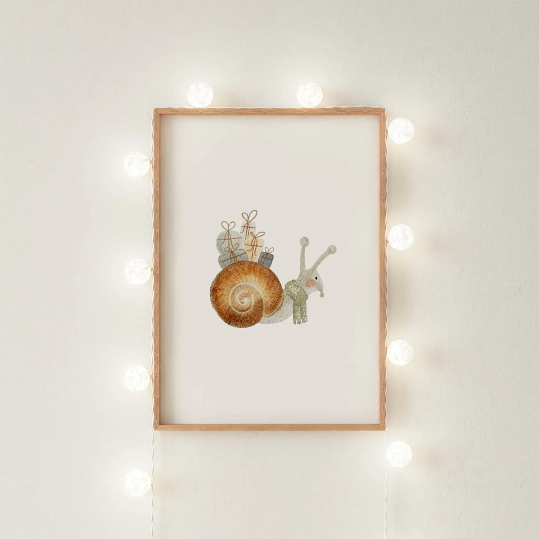 Kinderposter Schnecke | Weihnachten | DIN A4 Wandgestaltung Deko Spielzimmer Kinderzimmer Aquarell P4324K038915