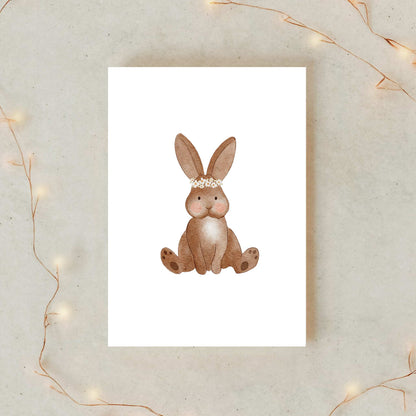 Kotenkram Poster 'Hase mit Blumenkranz' | Kinderzimmer Deko | DIN A4 P0125K0481