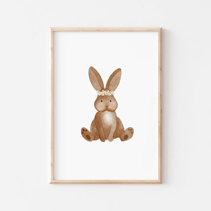 Kotenkram Poster 'Hase mit Blumenkranz' | Kinderzimmer Deko | DIN A4 P0125K0481