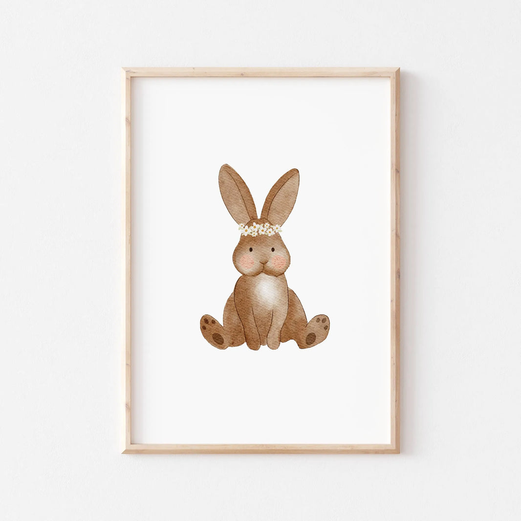 Kotenkram Poster 'Hase mit Blumenkranz' | Kinderzimmer Deko | DIN A4 P0125K0481