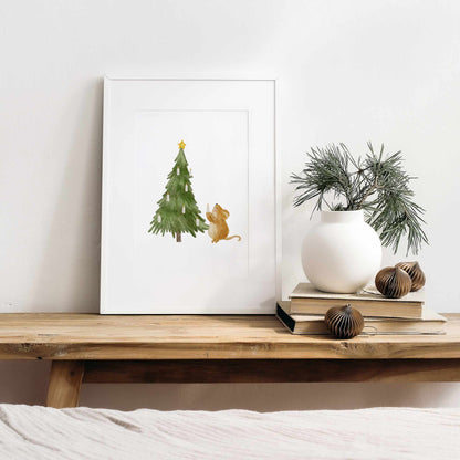 Kotenkram Poster 'Maus mit Weihnachtsbaum' | Kinderzimmer Deko | DIN A4 DIN A4 (210 x 297 mm) P4324K038515