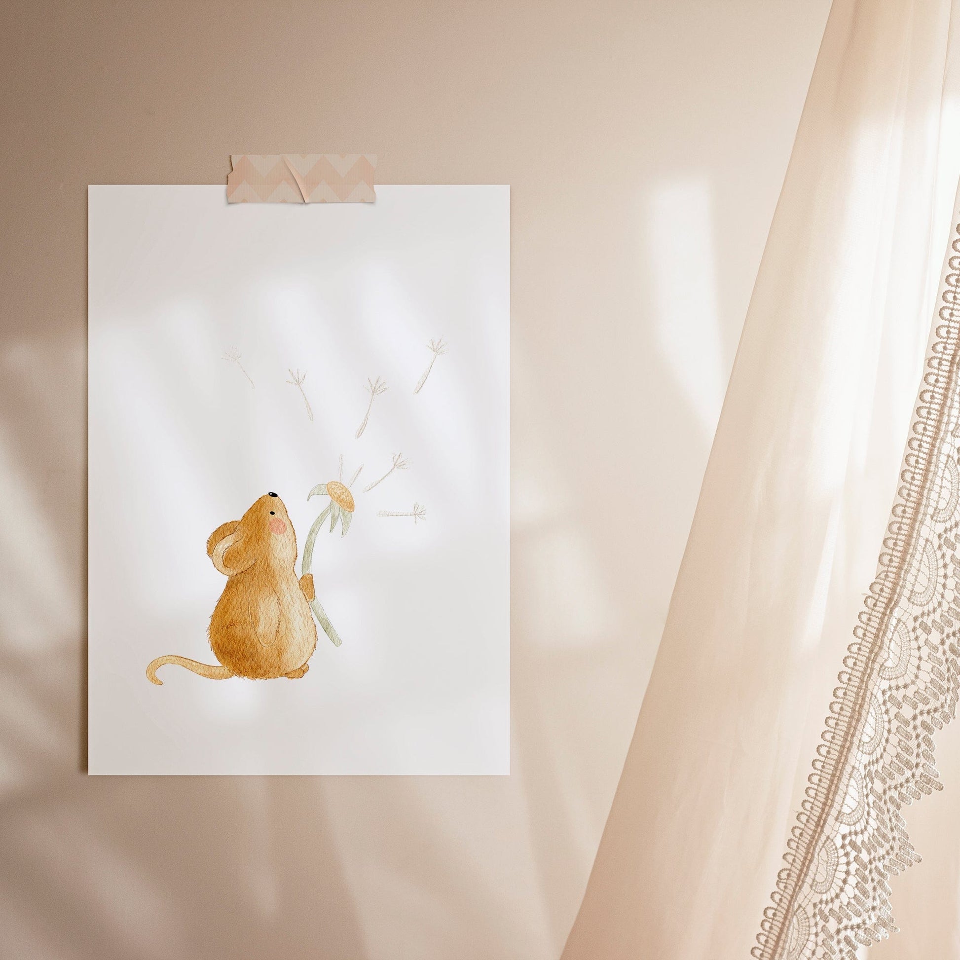 Kotenkram Poster Poster 'Maus mit Pusteblume' | Kinderzimmer Deko | DIN A4 oder A5