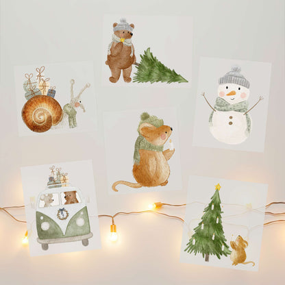 Kotenkram Set Weihnachts - Bügelbilder | 6 Stück | Aquarell | DTF Transfer B5024K0427