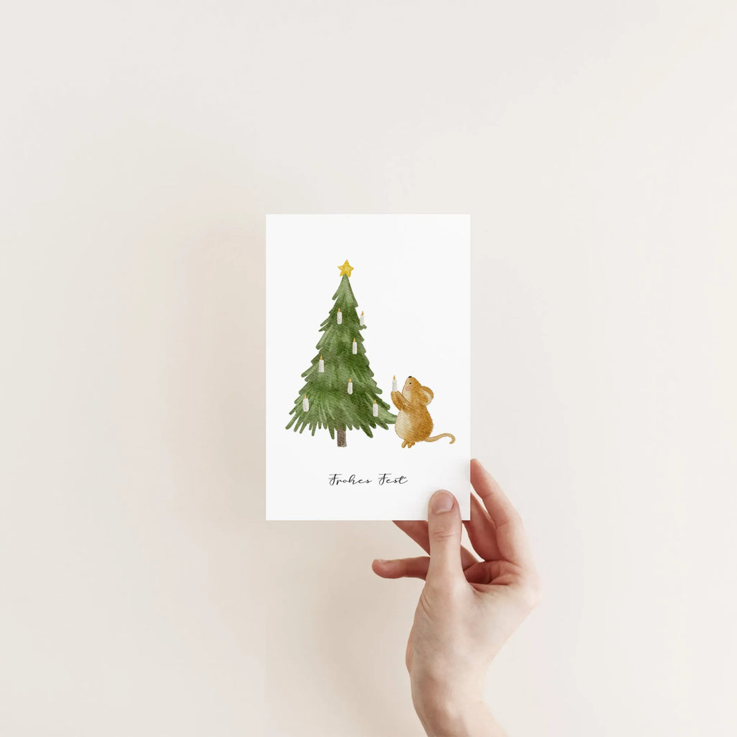 Kotenkram Winterkarte 'Weihnachts - Maus' | DIN A6 | Aquarell P4424K0415