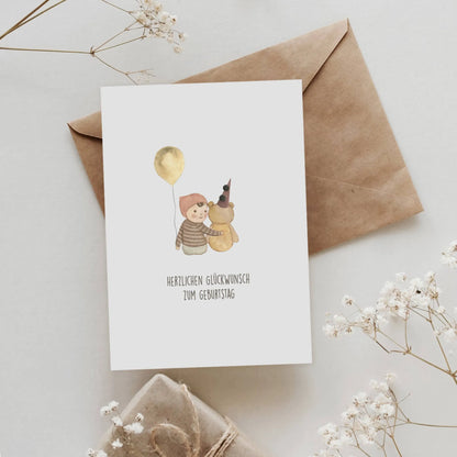 Kotenkram Glückwunschkarte für Kinder 'Geburtstag' | DIN A6 | Aquarell P0524K0268