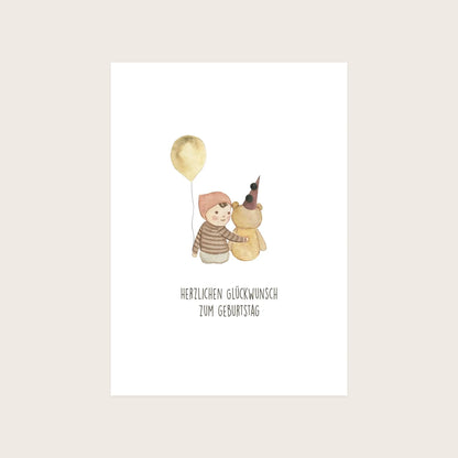 Kotenkram Glückwunschkarte für Kinder 'Geburtstag' | DIN A6 | Aquarell P0524K0268